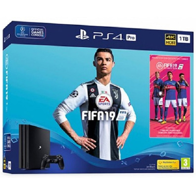 Consola PS4 1tb Pro Black + Fifa 19