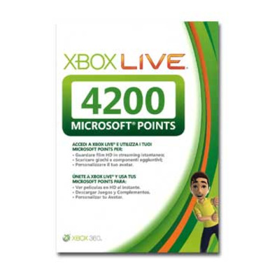 Tarjeta Prepago 4200 Puntos Xbox 360 Live