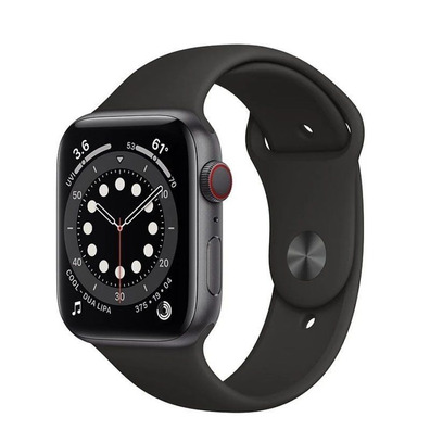 Apple Watch S6 44MM Gris Espacial con correa negra Sport Band MG2E3TY/A