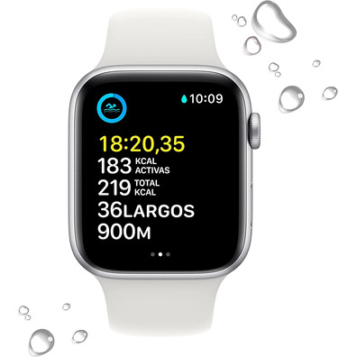 Apple Watch SE 2ª Gen GPS 44mm Aluminio Plata/Correa Deportiva Blanca