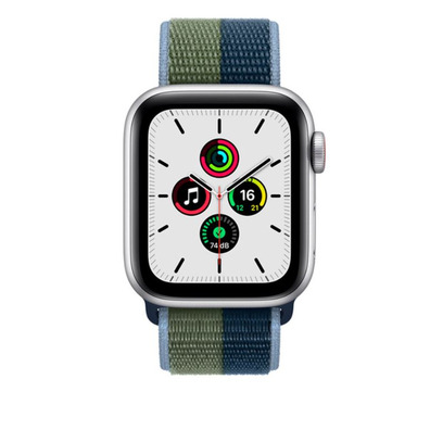 Apple Watch SE GPS/Cellular 44 mm Caja de Aluminio en Plata/Correa Loop Deportiva Azul Abismo Verde