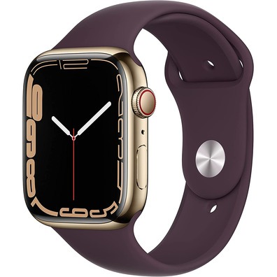 Apple Watch Series 7 GPS/Cellular 45 mm Caja Acero Oro/Correa deportiva Cereza Oscuro