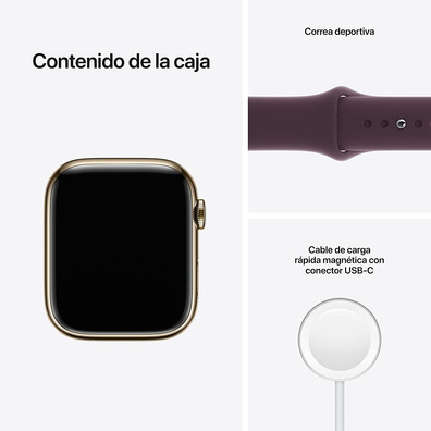 Apple Watch Series 7 GPS/Cellular 45 mm Caja Acero Oro/Correa deportiva Cereza Oscuro