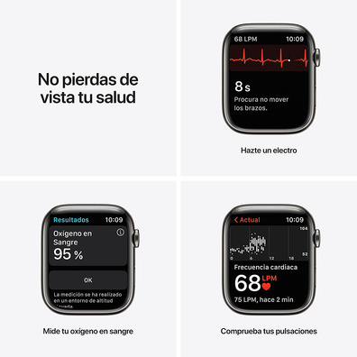 Apple Watch Series 7 GPS/Cellular 45 mm Caja de Acero Grafito/Correa deportiva Azul abismo