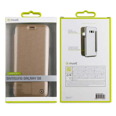 Funda Folio Dorada parte Trasera Transparente Samsung Galaxy S8 Muvit