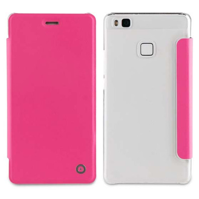 Funda Folio Rosa parte Trasera Transparente Huawei P9 Lite Muvit