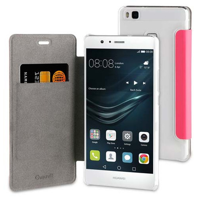 Funda Folio Rosa parte Trasera Transparente Huawei P9 Lite Muvit