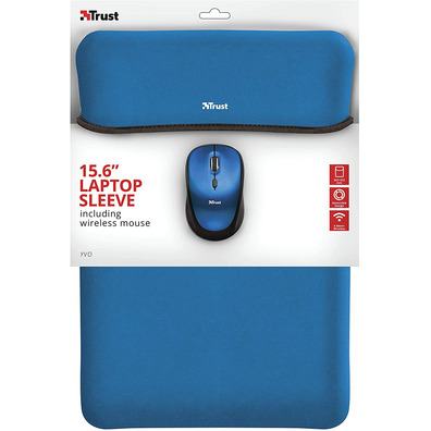 Funda + Ratón Inalámbrico Trust Yvo 15.6" Azul