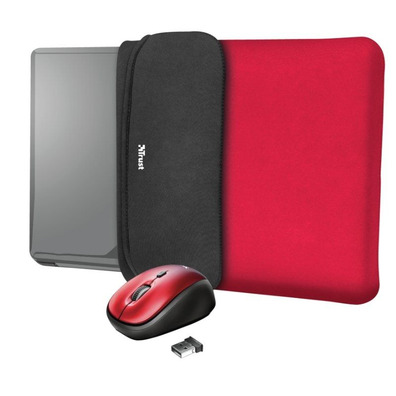 Funda + Ratón Inalámbrico Trust Yvo 15.6" Rojo