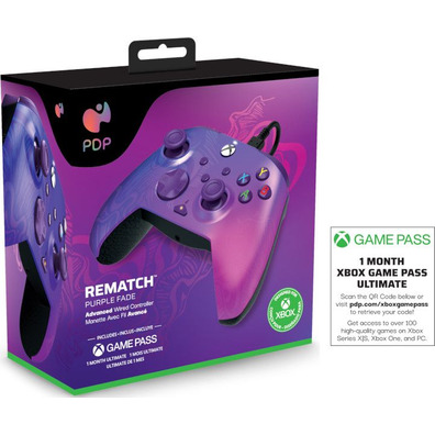 Mando PDP Rematch Wired Controller Purple Fade + Game Pass 1 Mes