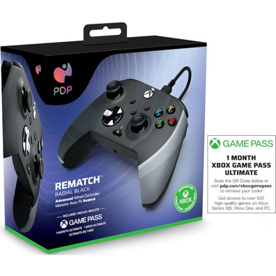 Mando PDP Rematch Wired Controller Radial Black + Game Pass 1 Mes