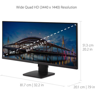 Monitor Viewsonic VA3456-MHDJ LED IPS 34'' Negro