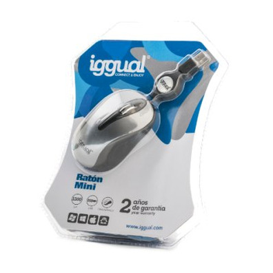 Ratón Iggual Mini Óptico 1200 DPI Gris