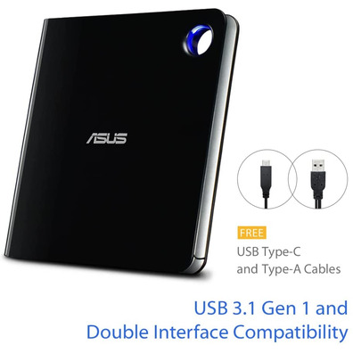 Regrabadora Externa Blu-Ray Asus SBW-06D5H-U Negro