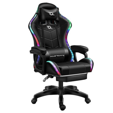 Silla Gaming PowerGaming LED RGB con Reposapiés - Negro