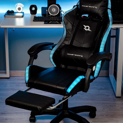 Silla Gaming PowerGaming LED RGB con Reposapiés - Negro