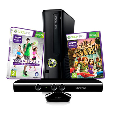 Xbox 360 Slim 4 Gb + Kinect Adventures + Your Shape Fitness Evol