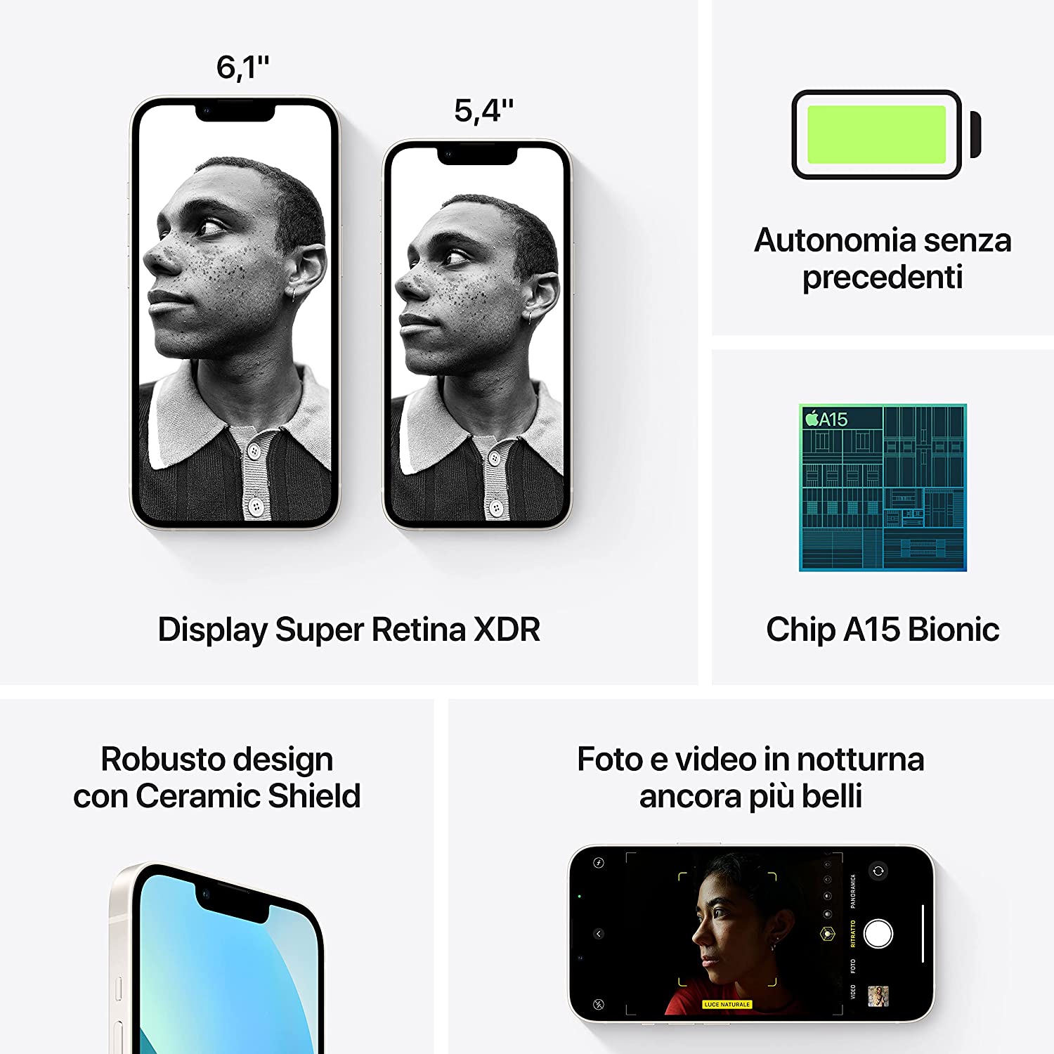 Apple iPhone 13, Medianoche, 128 GB, 5G, 6.1 OLED Super Retina XDR, Chip  A15 Bionic, iOS