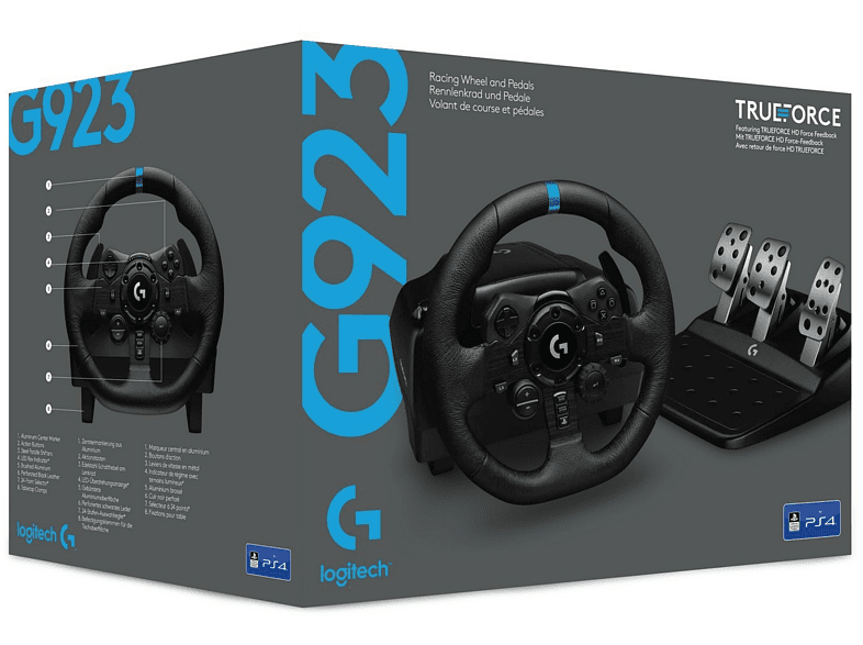  Logitech G 923 - Volante de carreras y pedales para PS 5, PS4 y  PC con TRUEFORCE, hasta 1000 Hz de respuesta de fuerza, pedal sensible,  control de lanzamiento de embrague