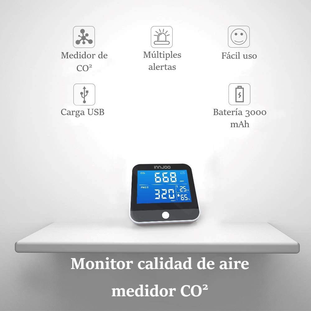 MEDIDOR CALIDAD DEL AIRE CO2 INNJOO IJMEDCO2 - Medidores de CO2 - Calidad  del Aire Innjoo/ Múltiples Alertas